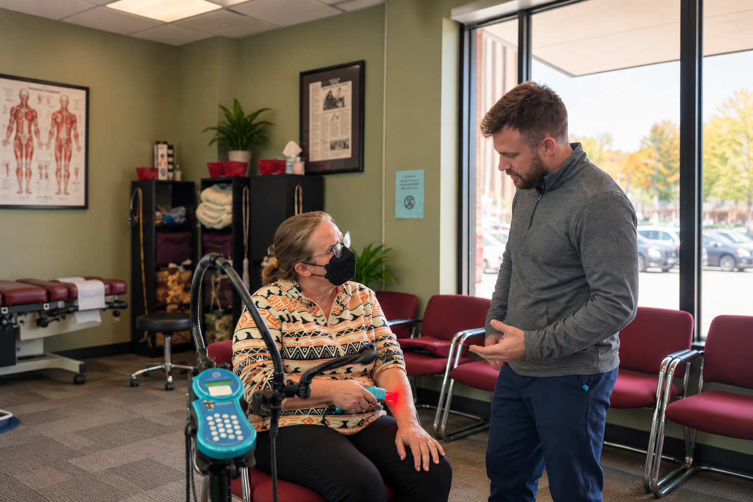 Chiropractor discussing spinal health and treatment options